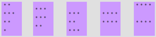 The image for model number 2 shows five groups of asterisks. In each group there are eight asterisks.